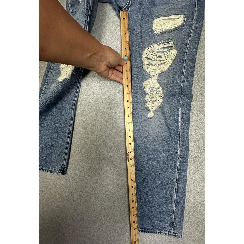 Levis‎ 501 Jeans 29x32 Blue Distressed Button Fly Straight Leg Denim Pants